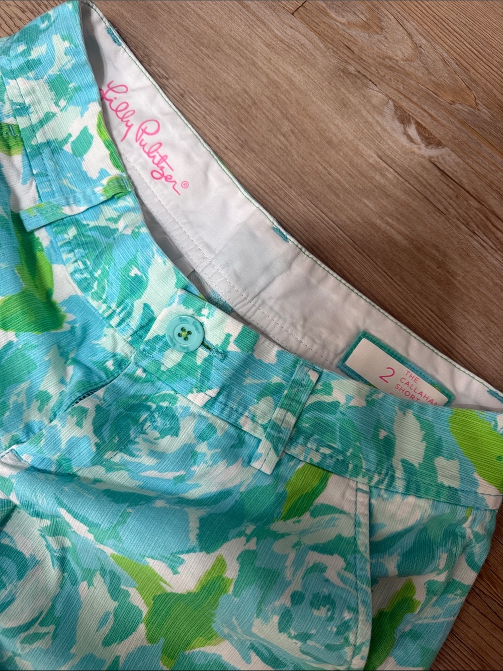 Lilly Pulitzer Teal, Aqua & Green Floral Bermuda Shorts